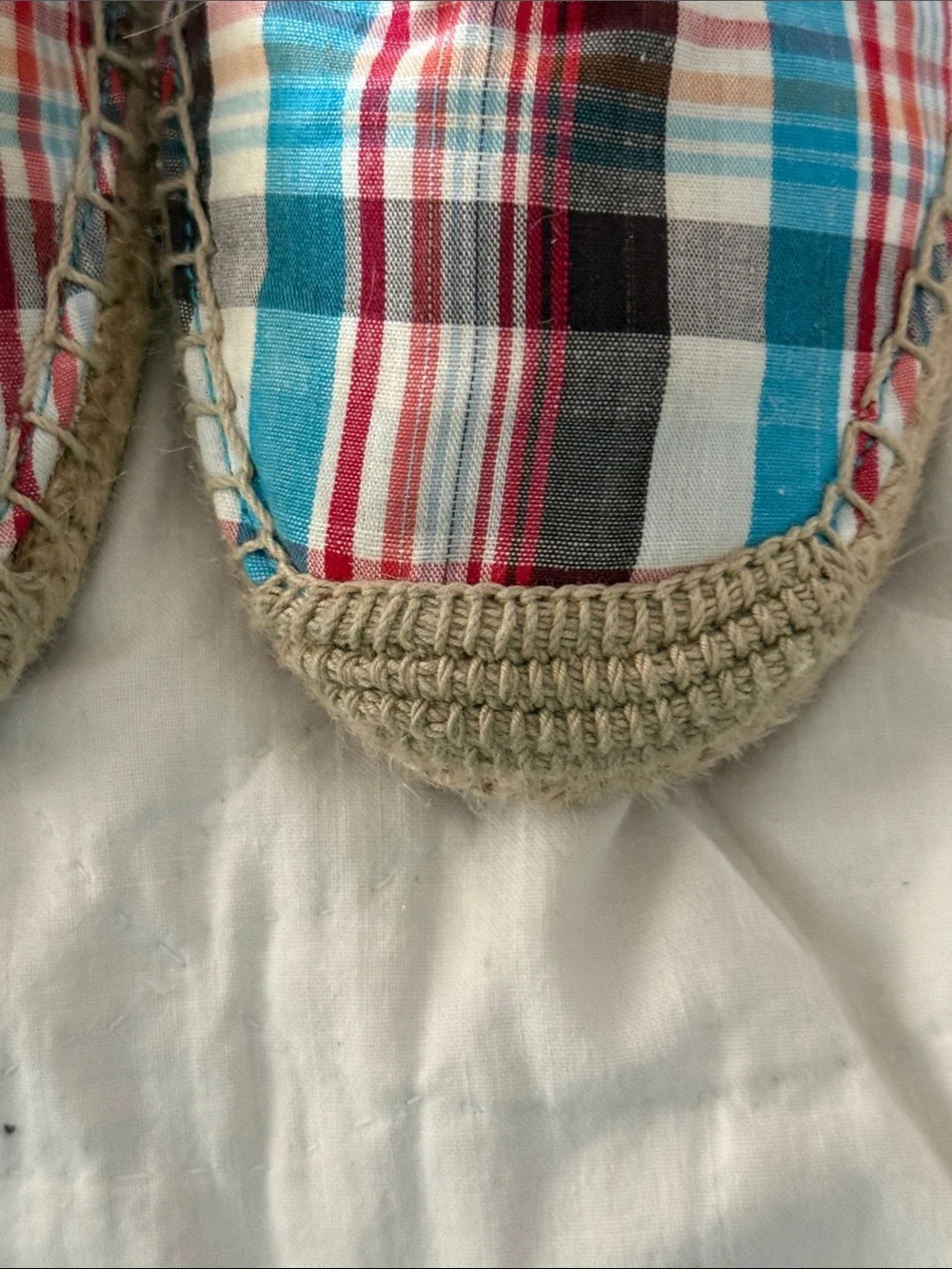 Franco Sarto Plaid Espadrilles in Blue, Red, White & Brown
